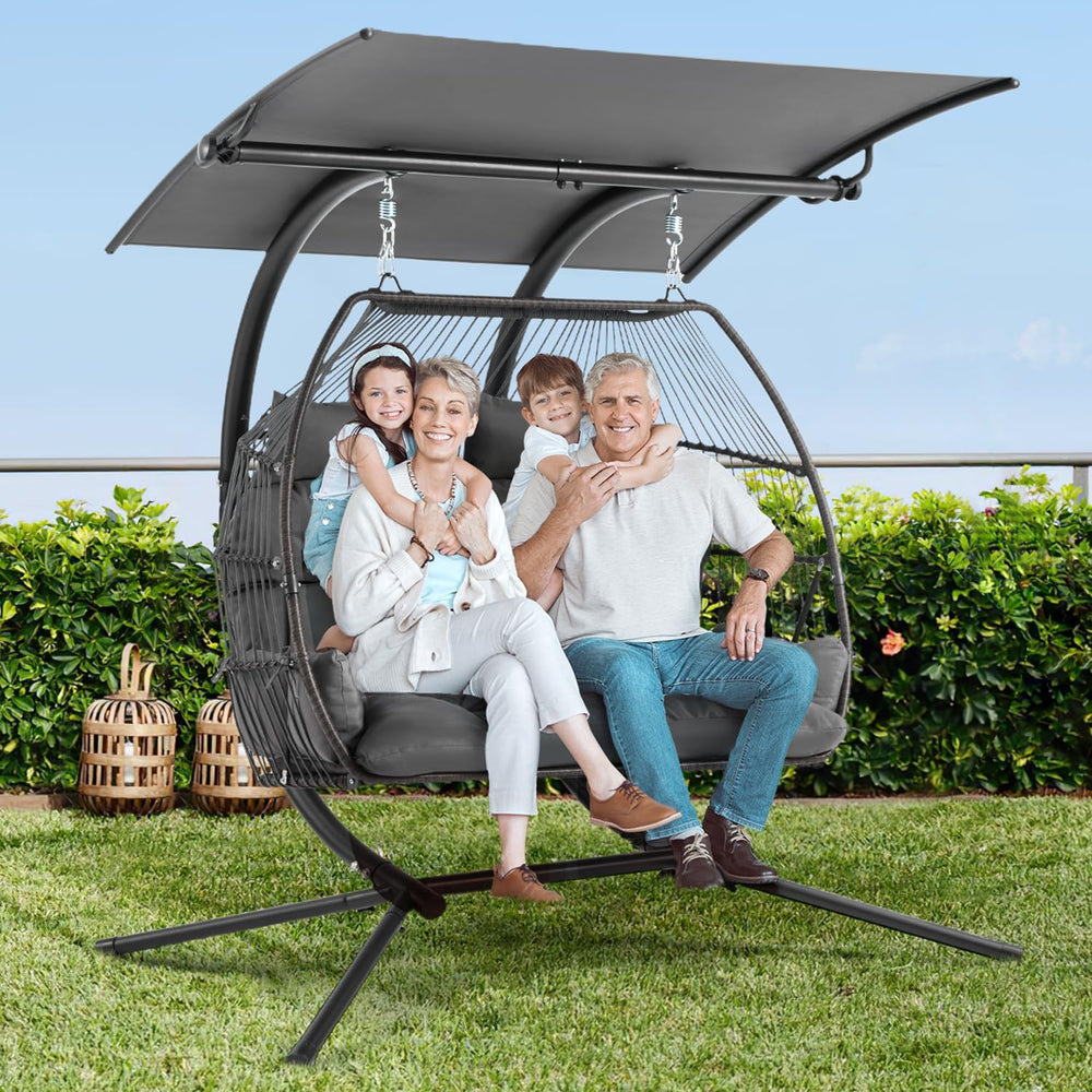 Oversized Hanging Swing Chair with Adjustable Canopy, Double Egg Chair, Hammo...