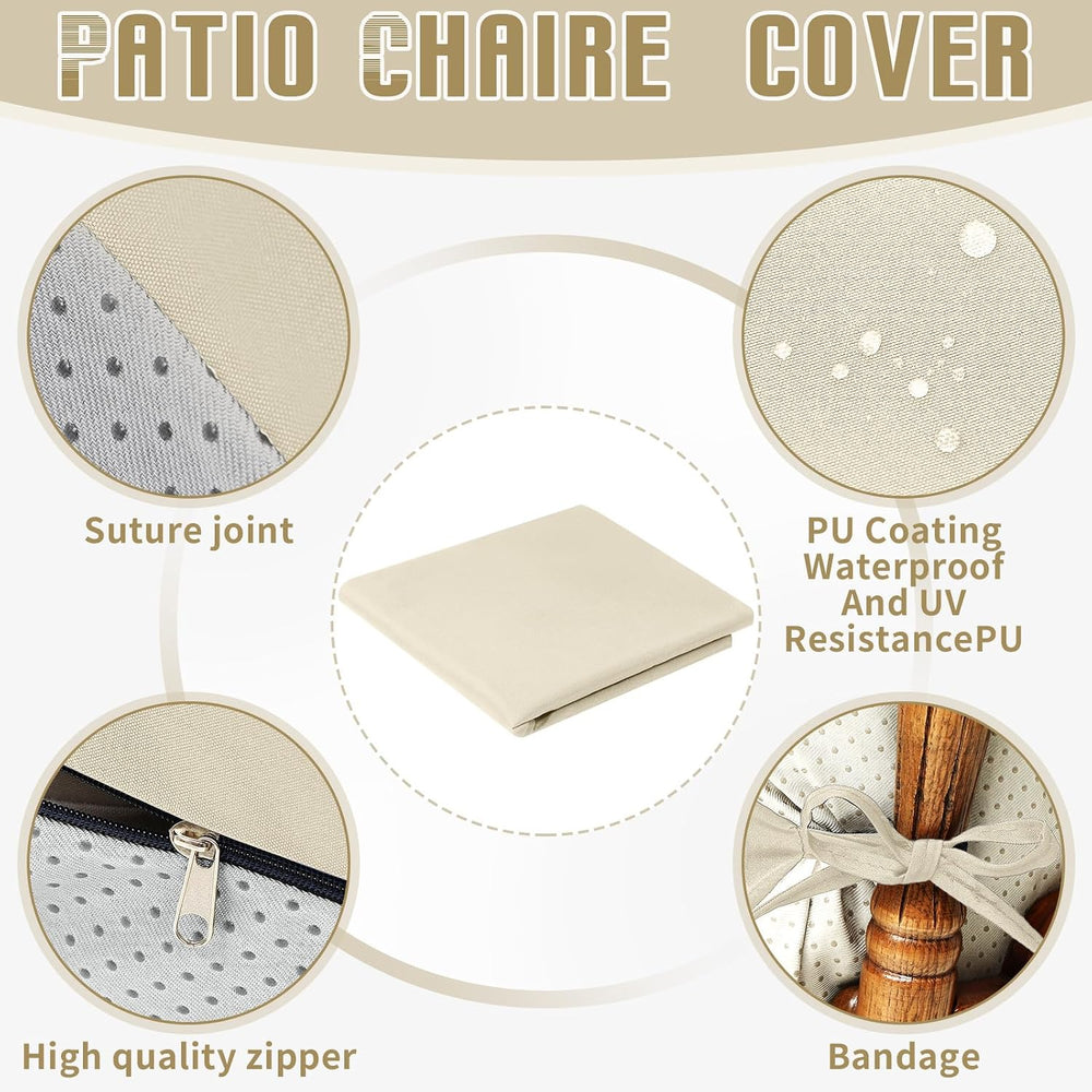 2 Pcs 2 Pcs High Back Chair Cushion Covers, Beige, 44'' X 21''