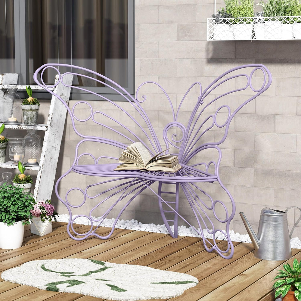 DIBRATY 50 Inches Outdoor Bench, Garden Bench with Sturdy Iron Metal Frame, P...