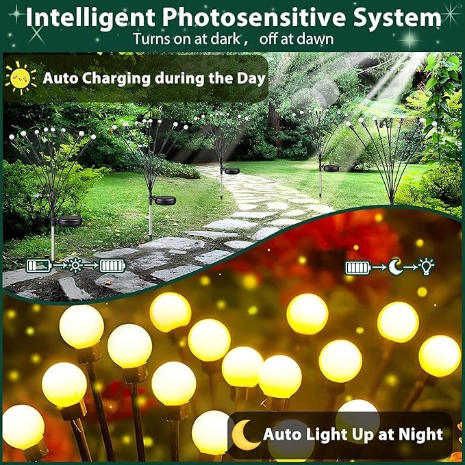 6-Pack Garden Solar Lights, 48 LED Solar Lights Outdoor for Garden Decor, Wat...