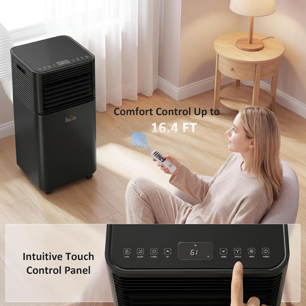 HOMCOM 8000 BTU Portable Air Conditioner for Rooms up to 344 Sq.Ft. Black