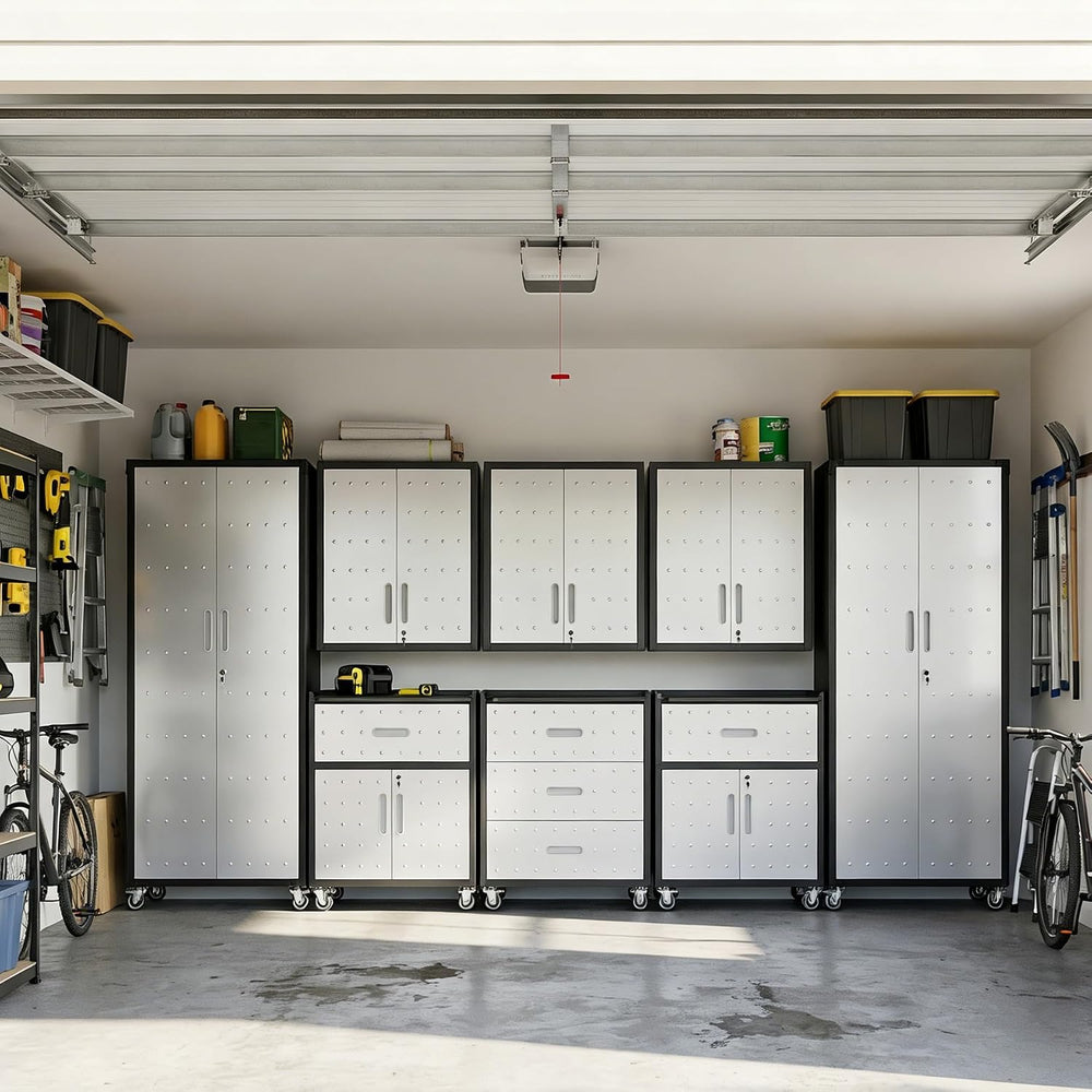 Garage Cabinet System | Heavy Duty Steel All-in-One Modular Garage Cabinet Se...