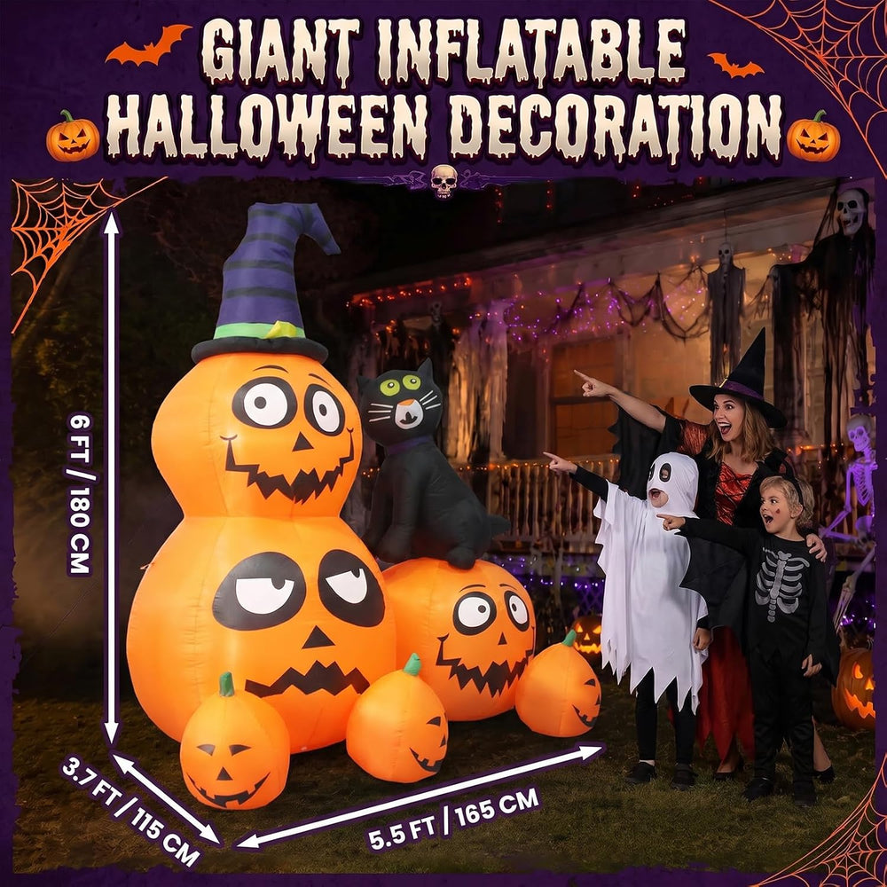 Gardwin 6 FT Halloween Inflatables Pumpkin Cat Outdoor Decorations, Lighted J...