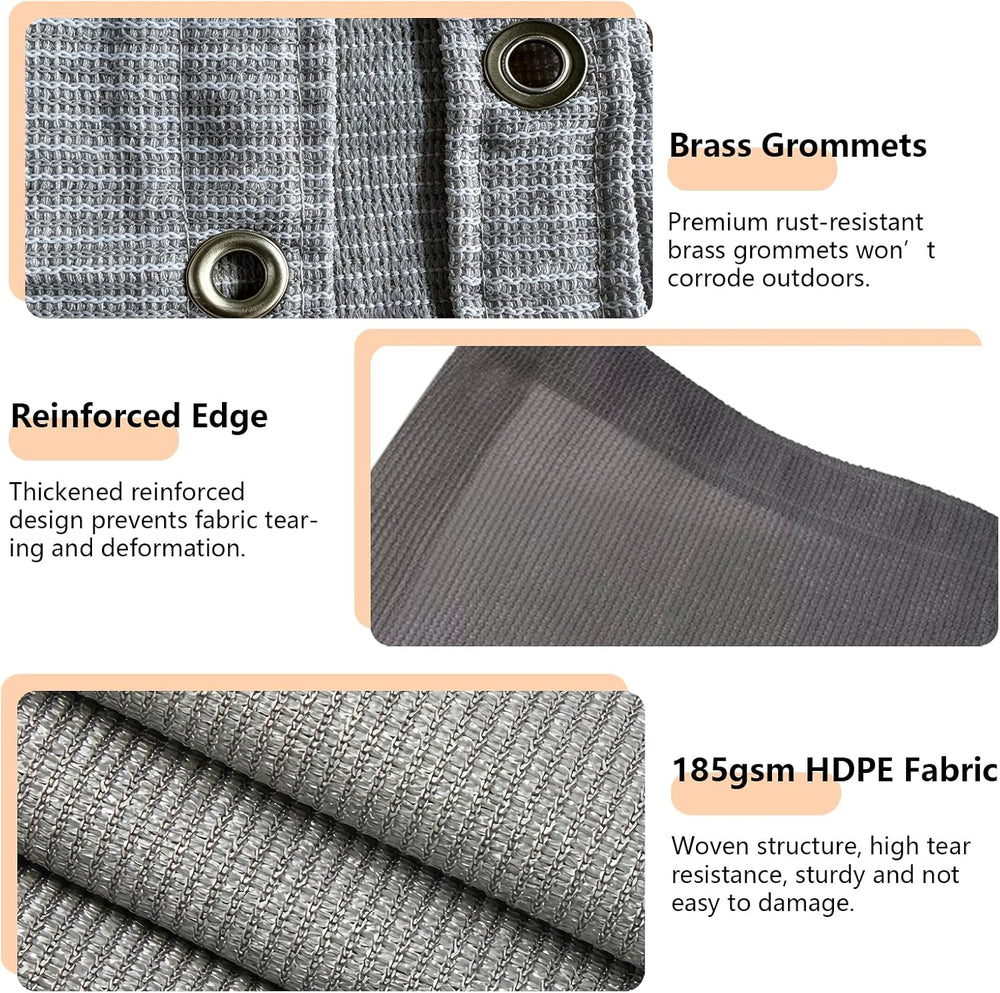 POYEE 90% Sun Shade Cloth, 10x30ft Pergola Shade Cover with Grommets