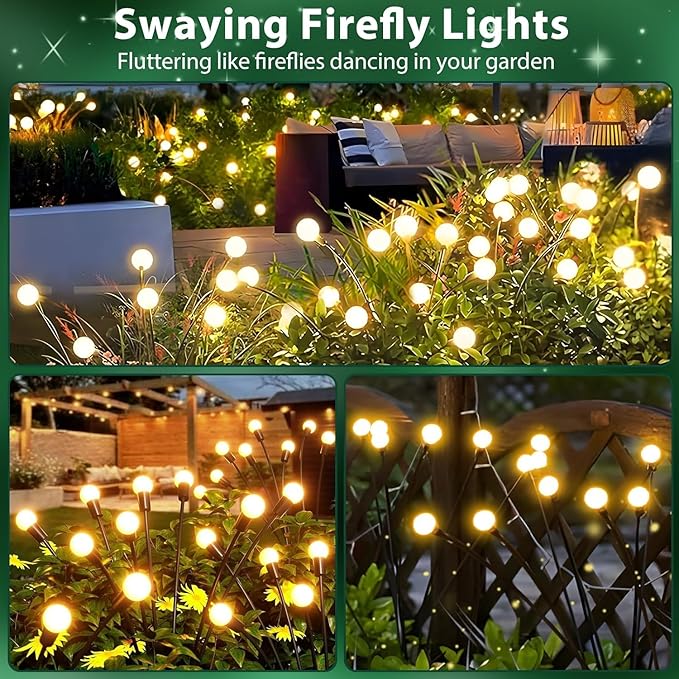 6-Pack Garden Solar Lights, 48 LED Solar Lights Outdoor for Garden Decor, Wat...