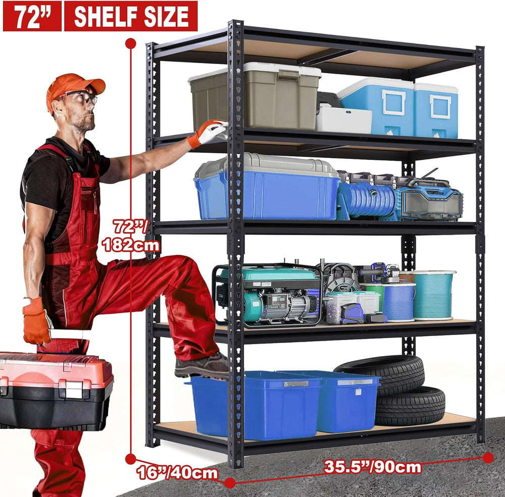 2 Pack Storage Shelves Heavy Duty, Garage Shelving Units, 2400LBS