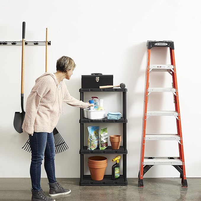 Gracious Living 2 Pack Light Duty Storage Shelves, Knect-A-Shelf 4-Shelf Vent...