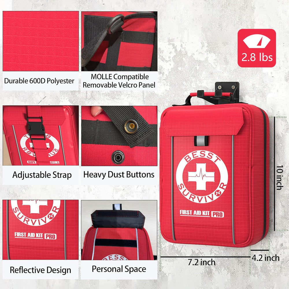 Professional Trauma First Aid Kit - Military-Grade Labelled Compartments &...