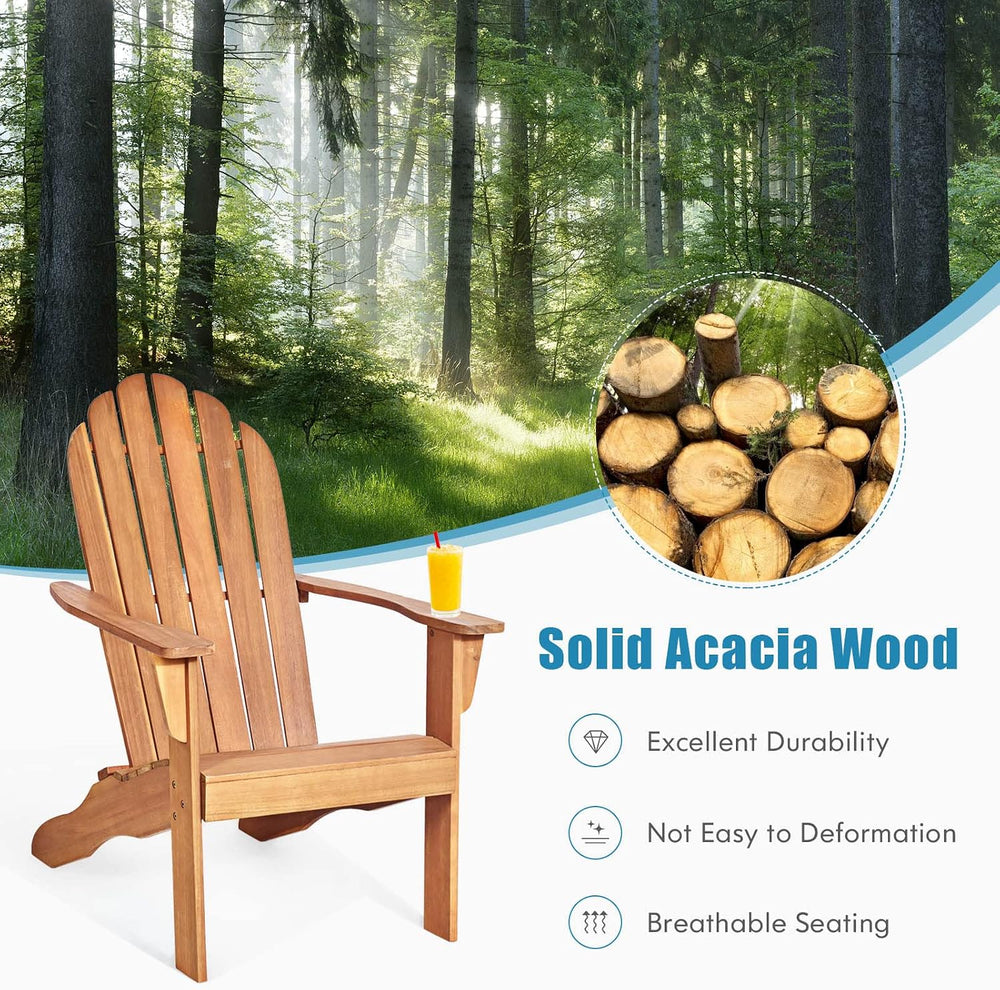 Tangkula Adirondack Chair, Acacia Wood Adirondack Lounger Chair, Outdoor Armc...