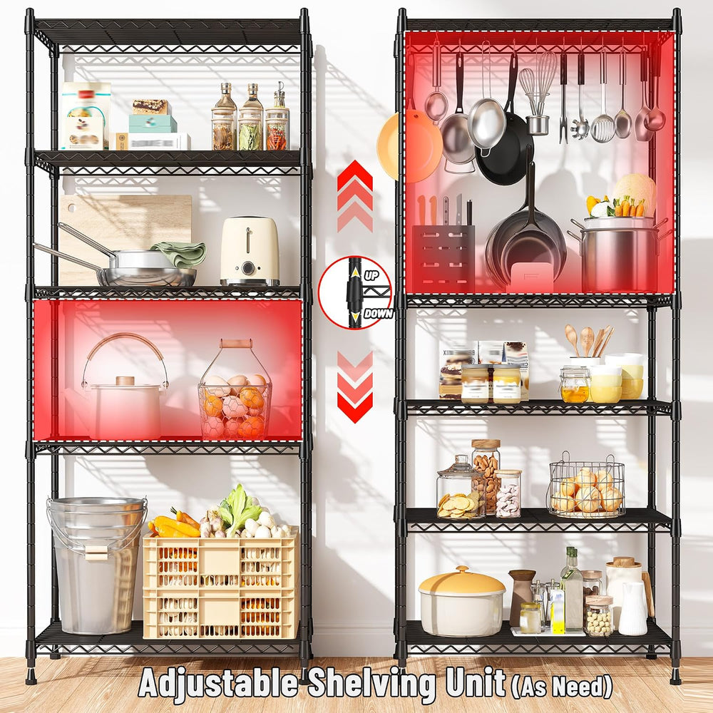 Romorgniz 5-Tier 1010LBS Adjustable Narrow Storage Shelves, for Kitchen
