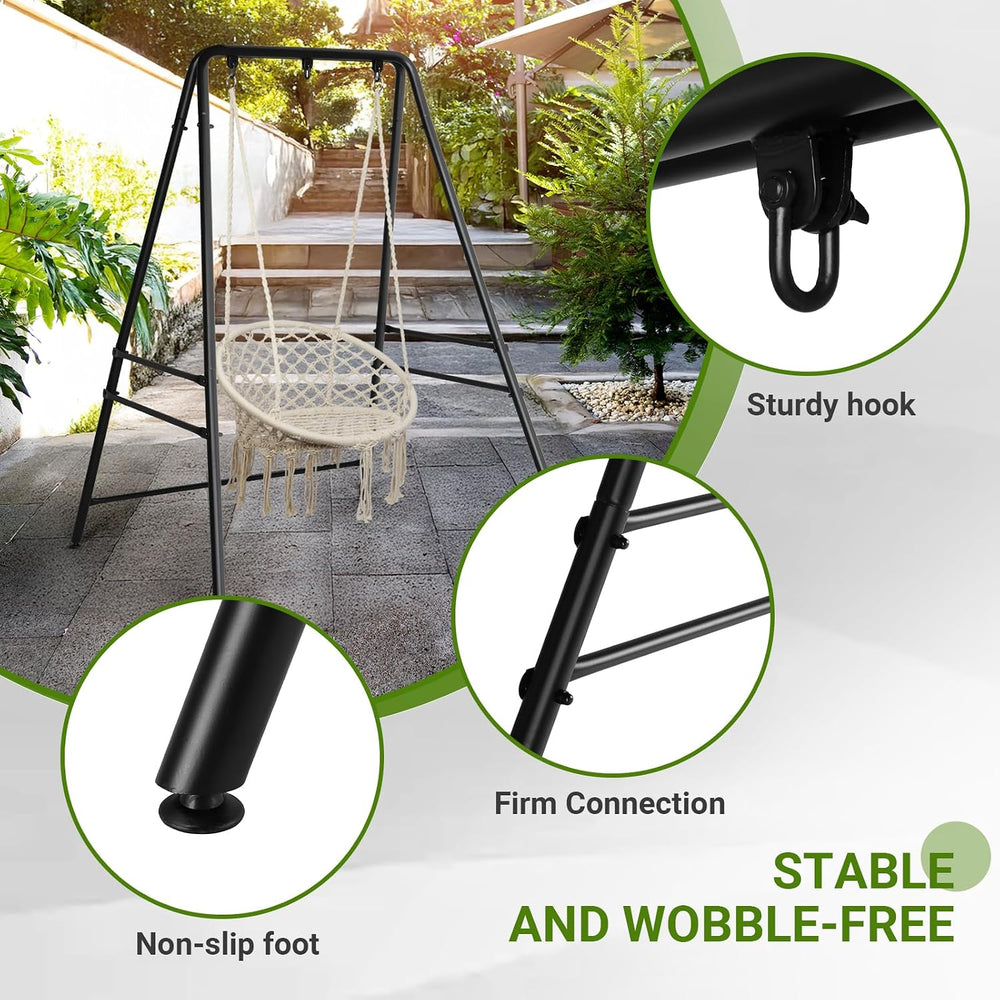 Metal A-Frame Hammock Chair Stand with 3 Hanging Holes