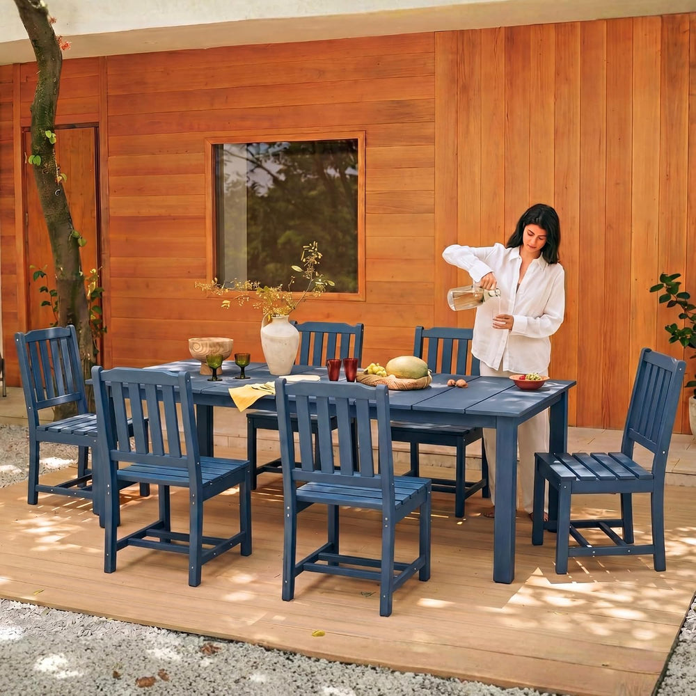 Perli™ 7-Piece Outdoor Dining Set, All-Weather HDPE Patio Table and 6 Chairs ...