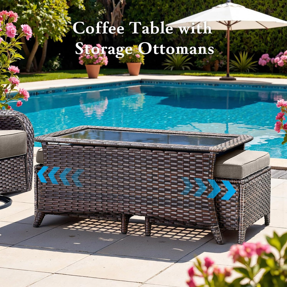 Belord Luxury 6" Thick Cushioned 7 Pieces Patio Furniture Set with Outdo...