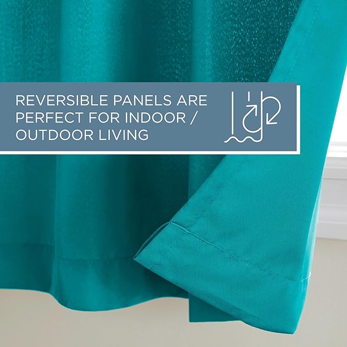 TOWN & COUNTRY BASICS Cabana Solid Heavyweight Indoor Outdoor Curtains, L...