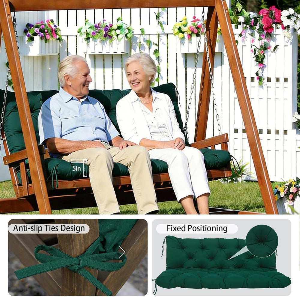 5" Thick Outdoor Porch Swing Cushions 60" Waterproof 3 Seater