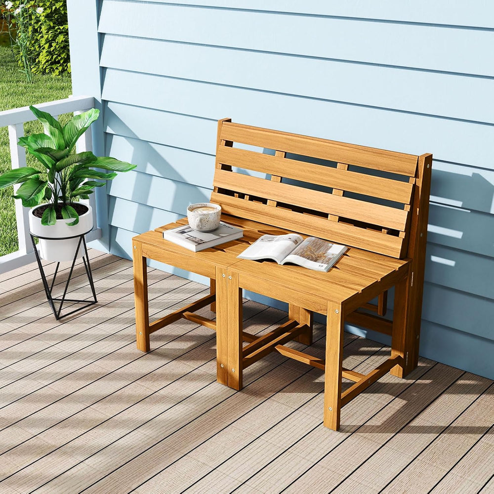 Tangkula 3-in-1 Convertible Bench Bar Table, Patio Convert A Bench