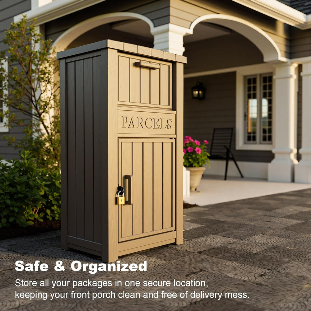 Package Delivery Box for Outside, Large Parcel Drop Box with Lockable Secure,...