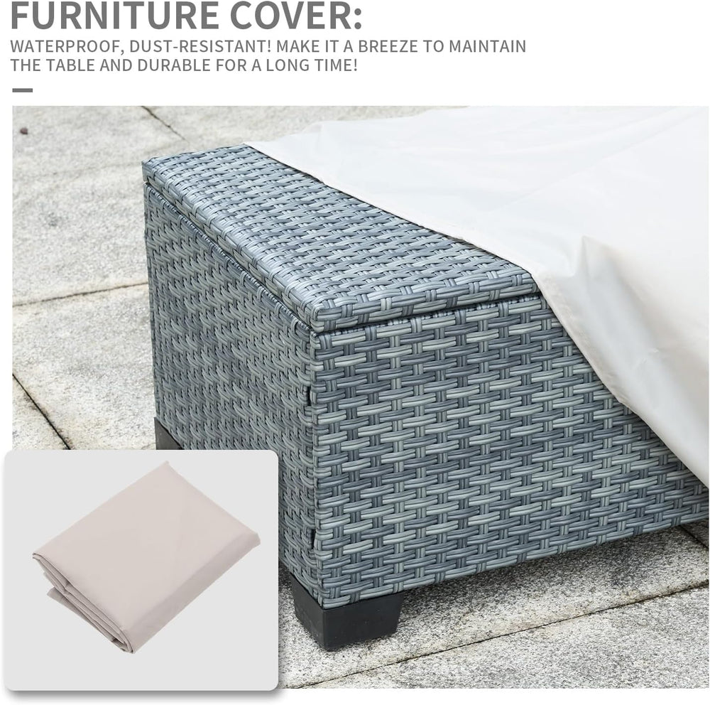 Outdoor Storage Table Wicker Patio Coffee Table All-Weather Rattan Side Table...