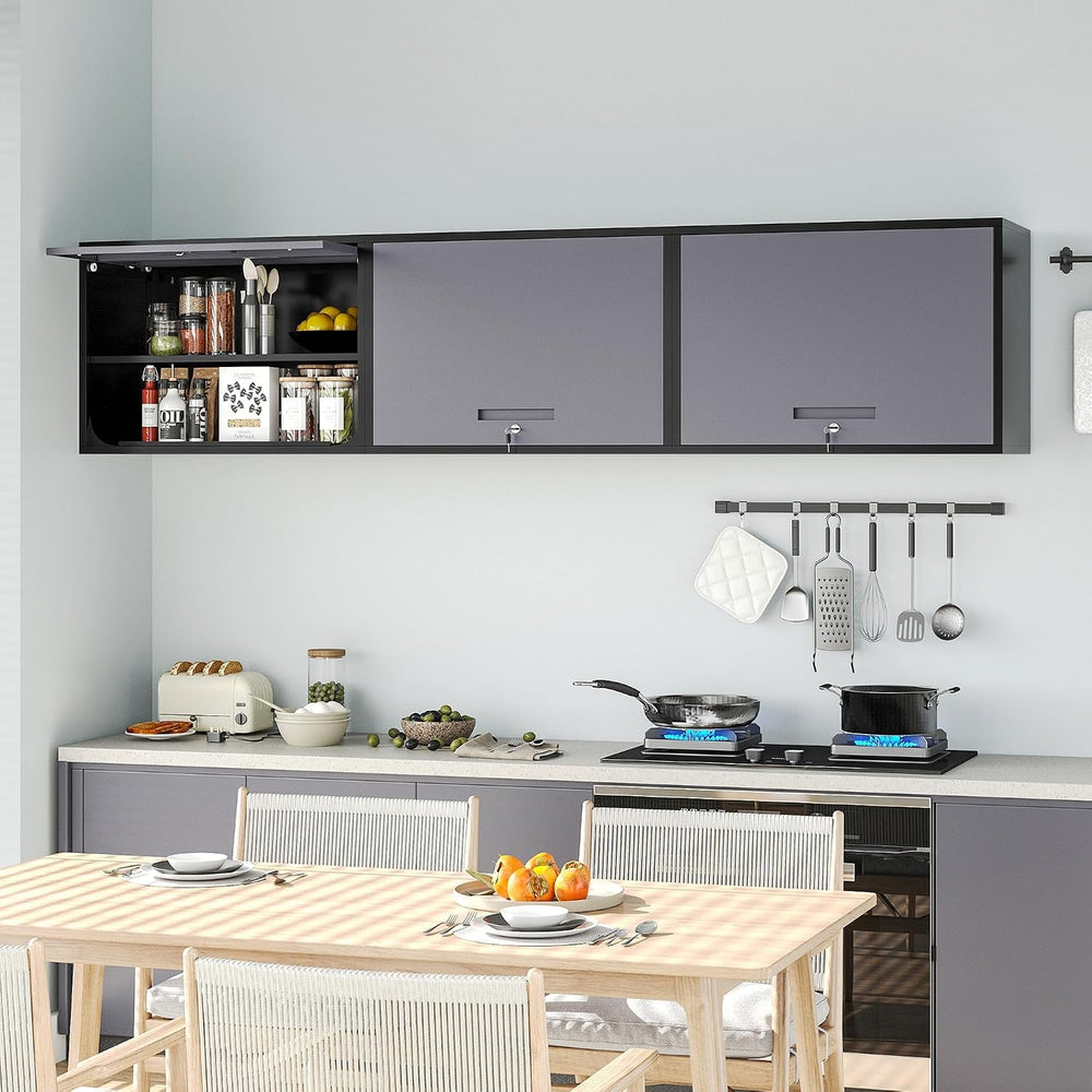 Metal Wall Cabinet with Locking Door and Shelf, Hanging Garage Cabinets with ...