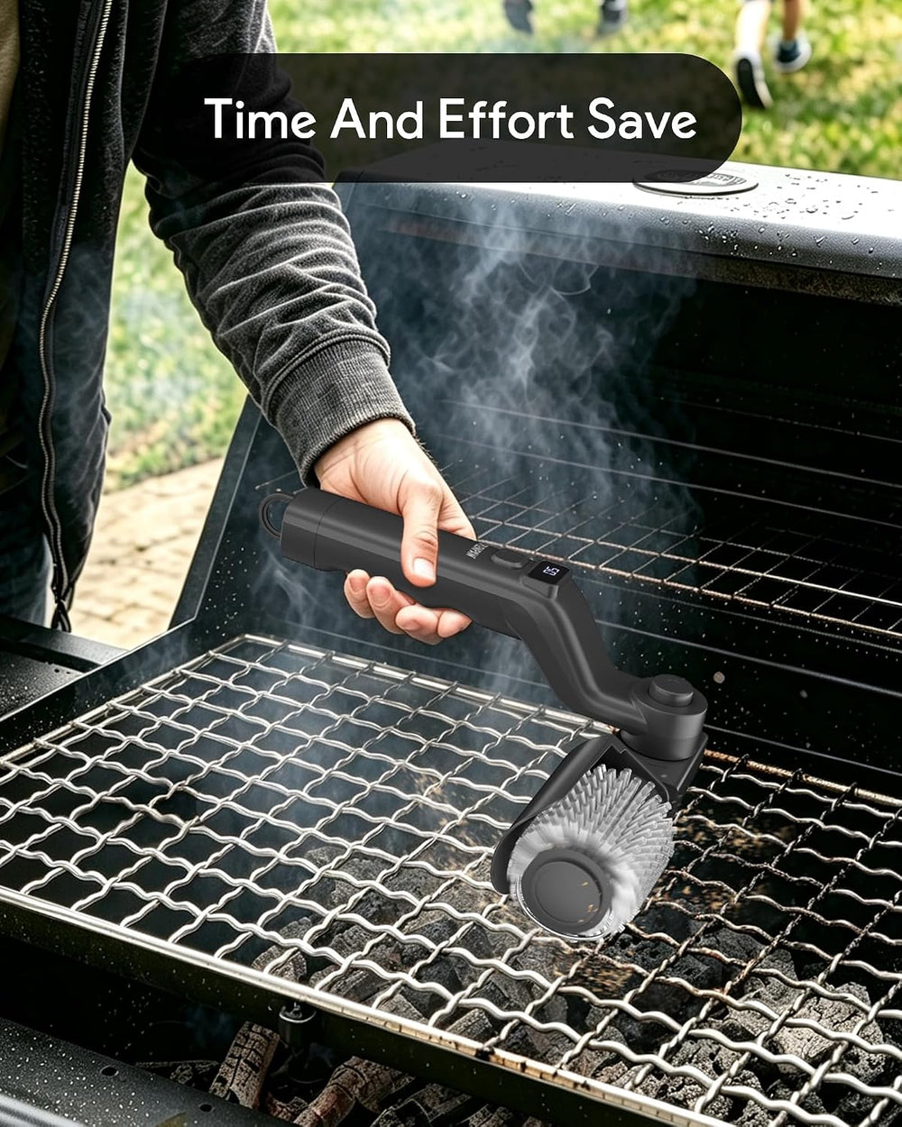 Upgraded Cordless Spinning Electric Grill Brush | 4000mA Battery, 500 RPM, 4 ...