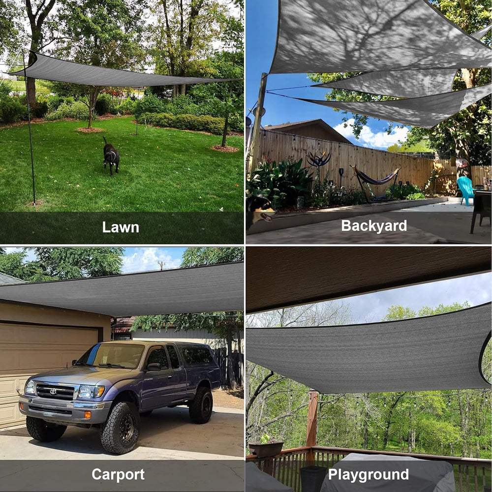 SUNLAX Sun Shade Sail 10' x 13' Dark Grey Rectangle Outdoor Canopy Cover