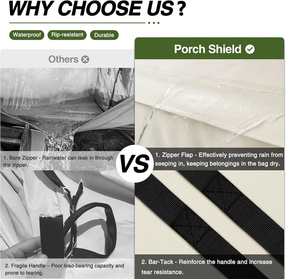 Porch Shield Outdoor Cushion Storage Bag 62" L x 20" W x 28" H...