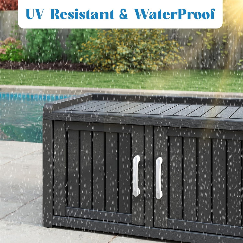 KAMABOKO Shoe Storage Cabinet, 2 Doors & Waterproof UV-Resistant, Black