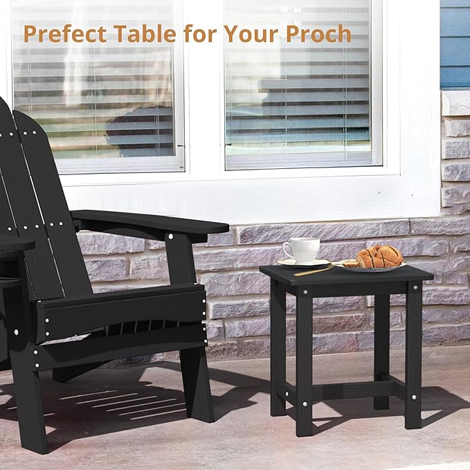 LUE BONA Outdoor Side Table Set of 2, HDPS Small Outdoor Table, Adirondack Si...
