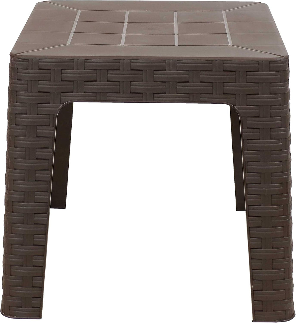 Sunnydaze Outdoor Plastic Side Table for Patio, Square, Brown
