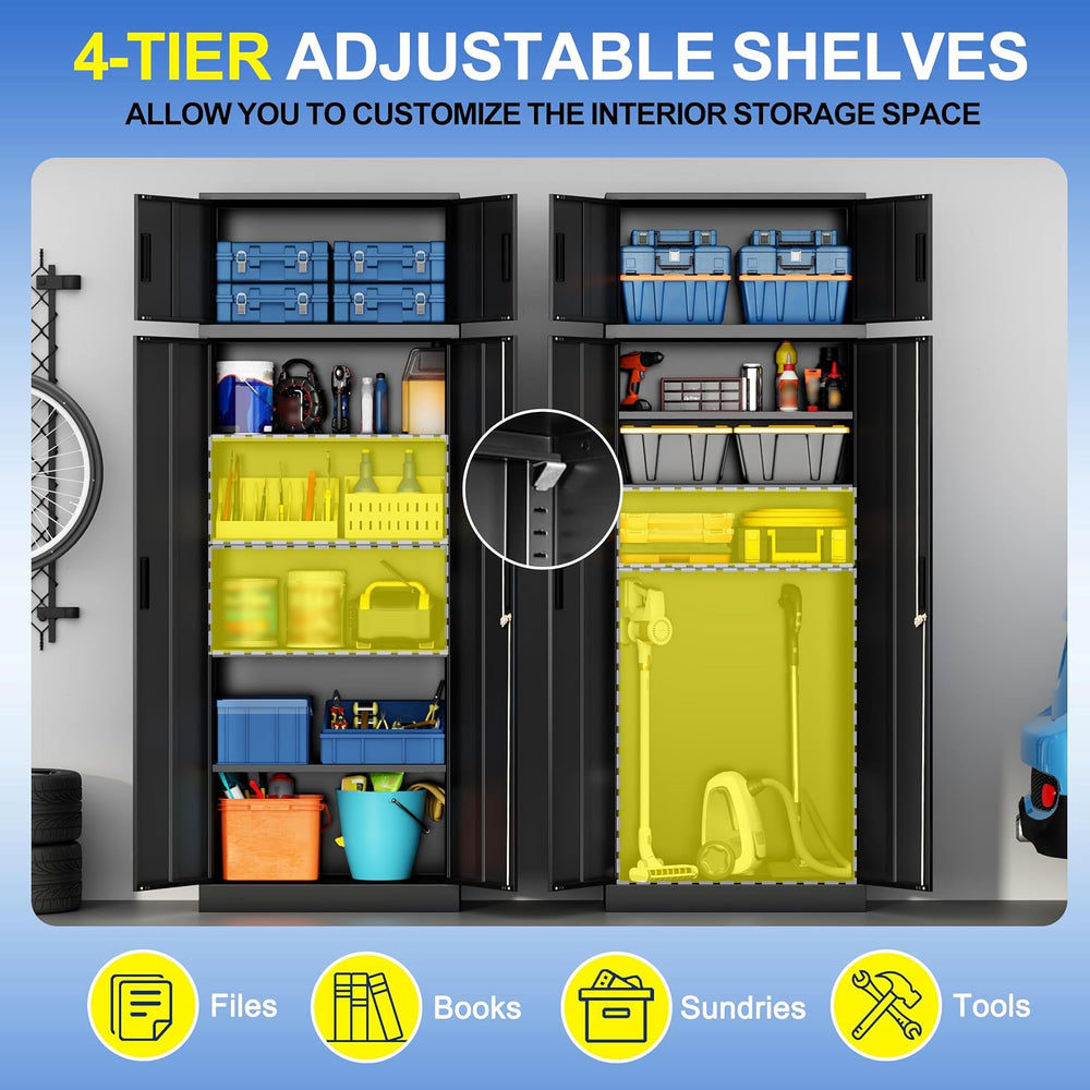 CJF Metal Storage Cabinet, 87 inch Tall Large Locking Cabinet with Top Cabine...