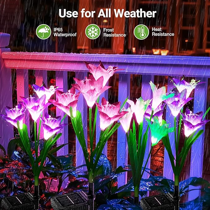 KOOPER Outdoor Solar Lights, 6 Pack Solar Garden Light with Bigger Lily Flowe...