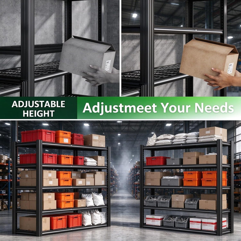 Heavy Duty 5-Tier Metal Garage Storage Shelving, 3030 lbs Load Capacity Adjus...