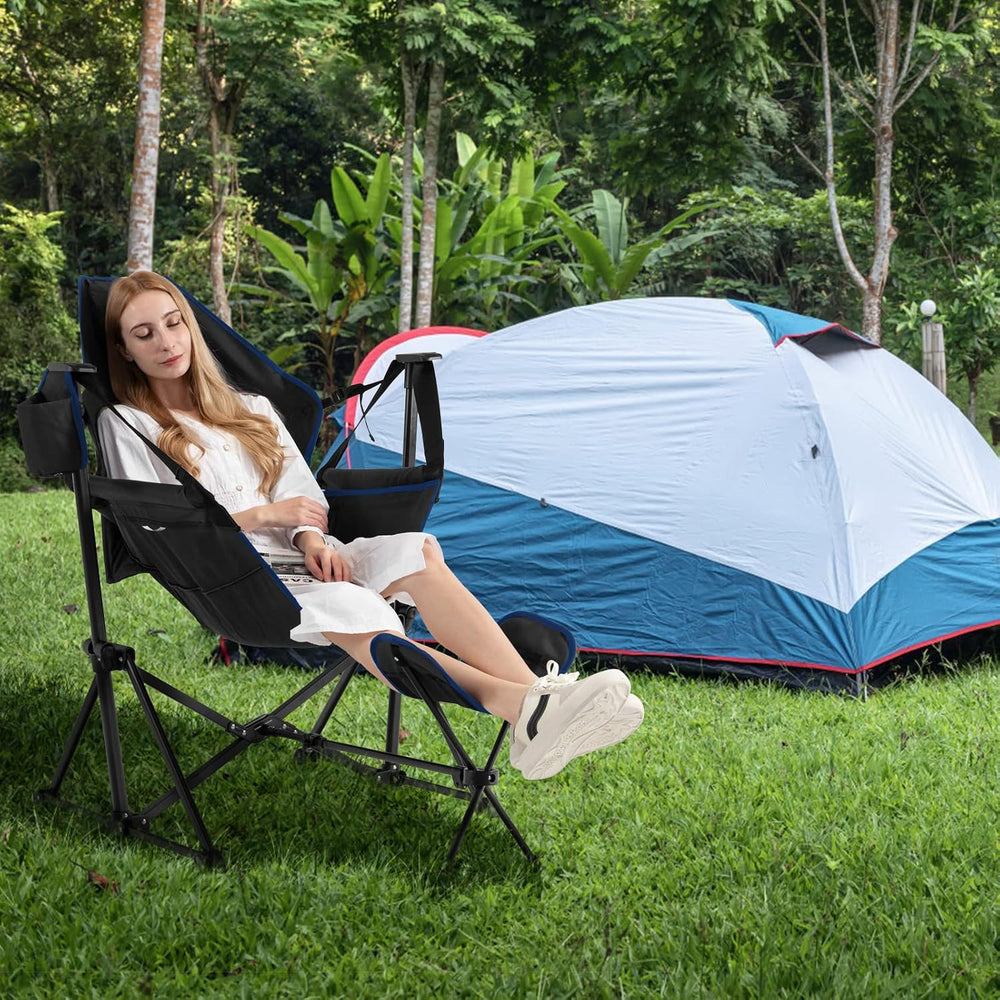 GIANTEX Outdoor Hammock Camping Chair - Rocking Chair with Removable Footrest...