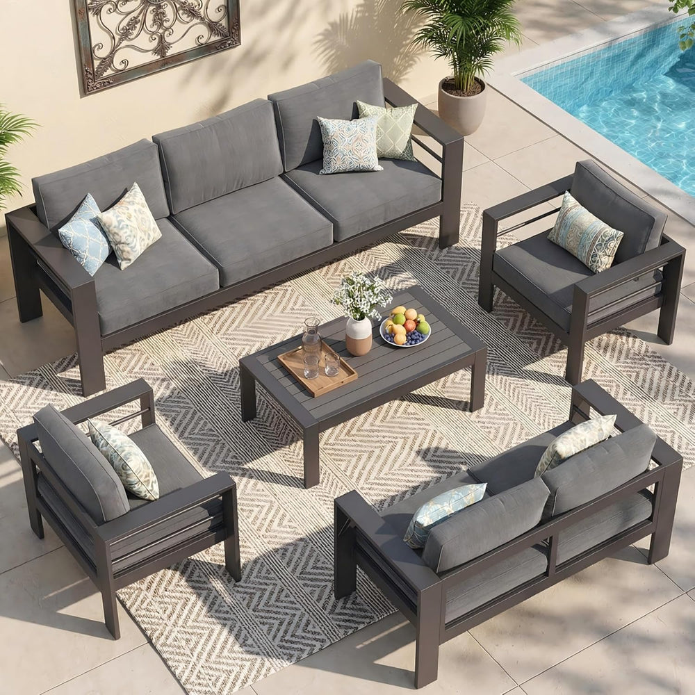 Patio Furniture Set, Aluminum Outside Furniture, Sofa with 10" Back Cushion