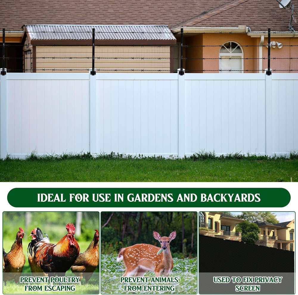 Hicarer 8 Pack 23.6" Fence Post Extender Poles, Barbed Wire Arm Outdoor