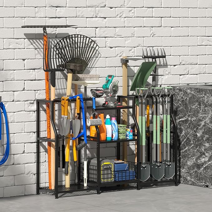 keomaisyto Garden Tool Organizer, Heavy Duty Yard Tool Tower Rack for Garage ...