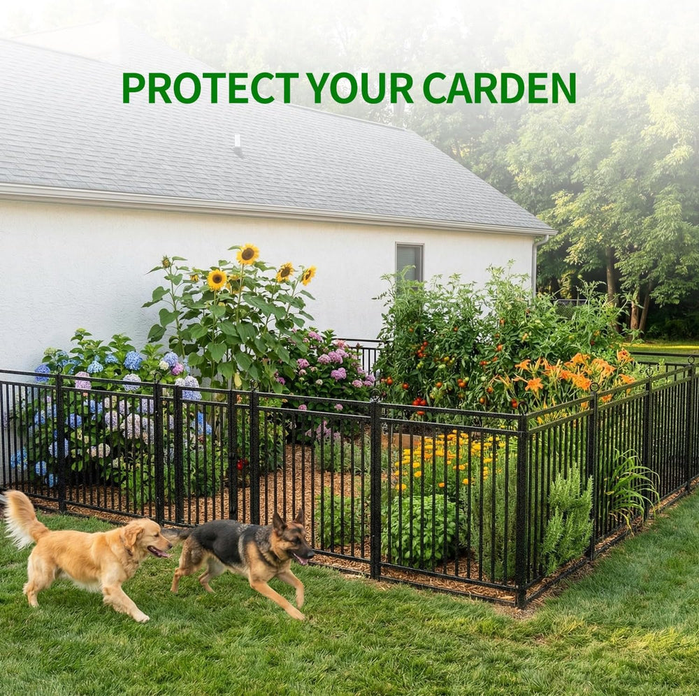 Decorative Garden Fence Metal Dog Fence Outdoor, 40in (H) x 18ft (L), 7 Panel...