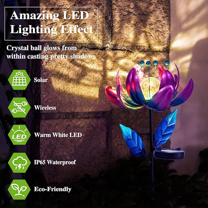 Outdoor Garden Decor Solar Spinners Lights - Metal Wind Spinner Solar Lights ...