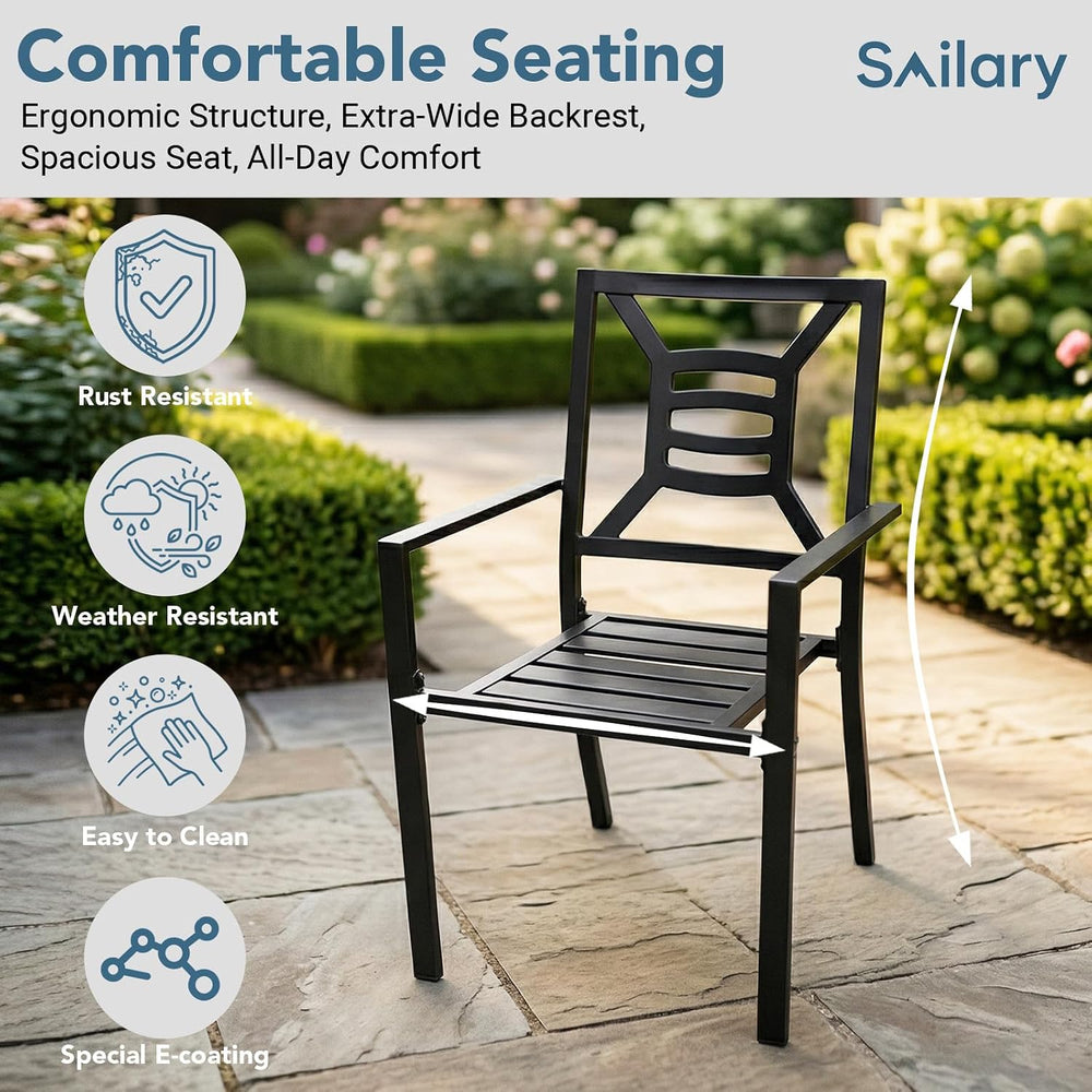 7 Pieces Patio Dining Set for 6, Large 60" Outdoor Metal Table