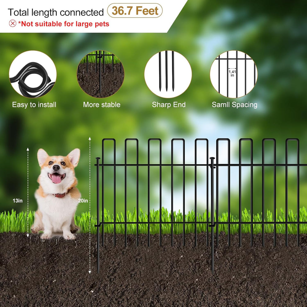 10 Panels No Dig Animal Barrier Fence, 13in(H) x 14ft(L) Garden Edging Border...
