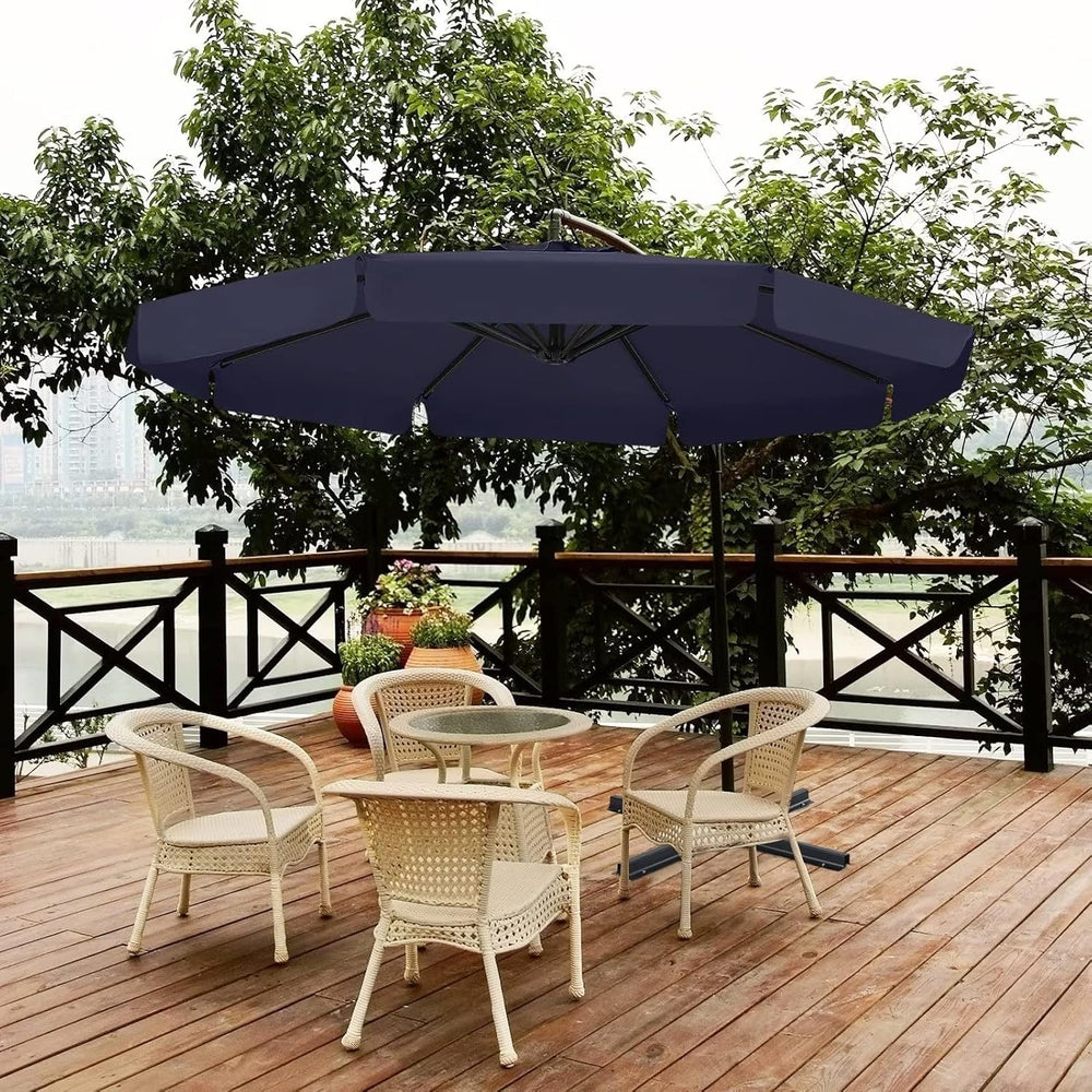 ABCCANOPY 9FT Scalloped Cantilever Patio Umbrella, Tibetan Blue