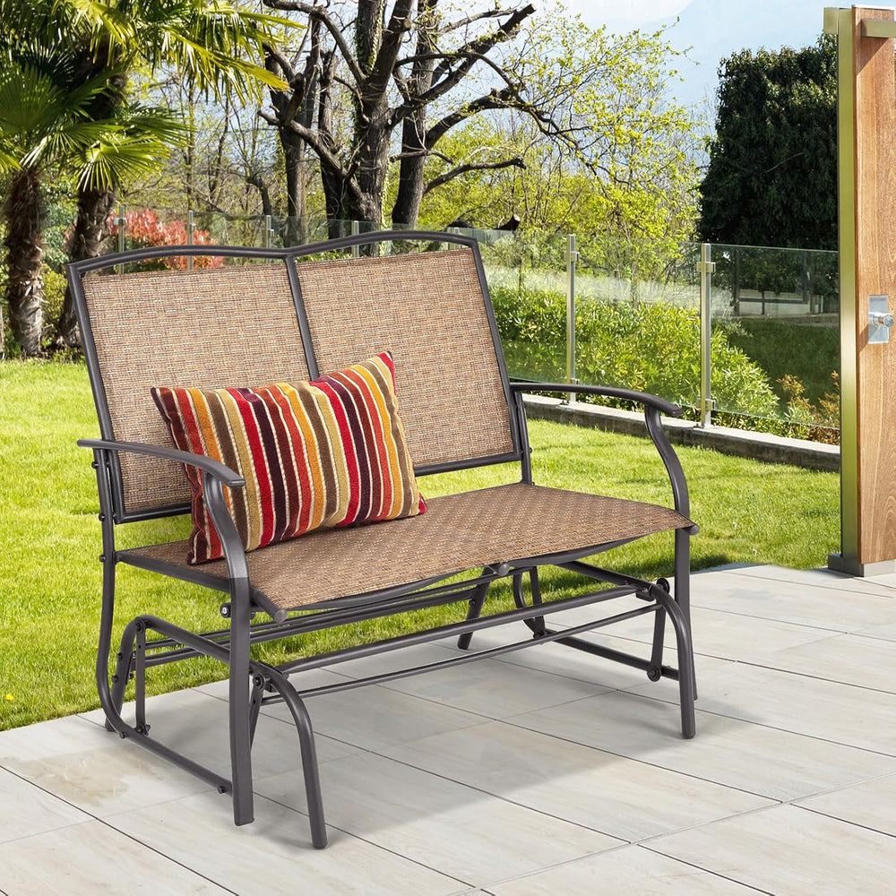 Tangkula 2-Person Patio Glider Bench, Outdoor Rocker Glider Loveseat Chair W/...