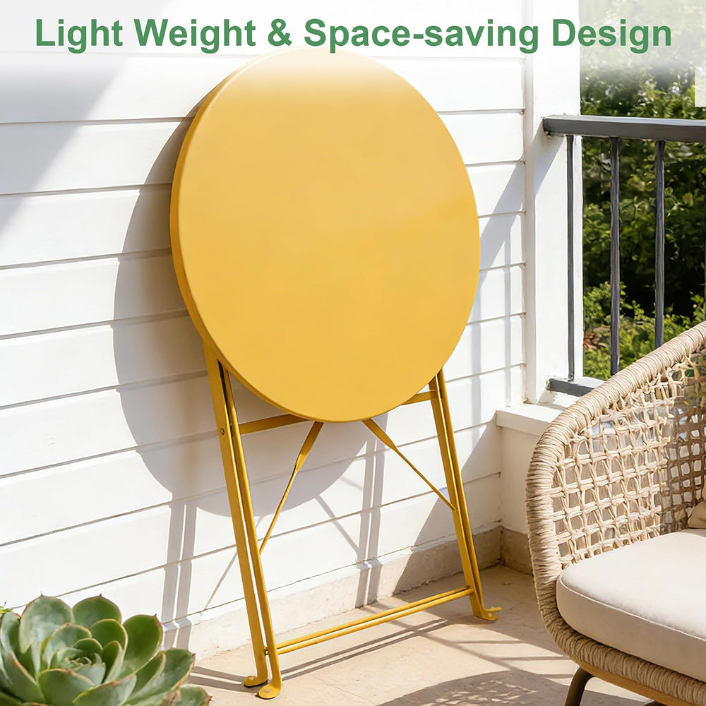 3-Piece Patio Bistro Set, Folding Outdoor Bistro Table and Chairs with Sturdy...
