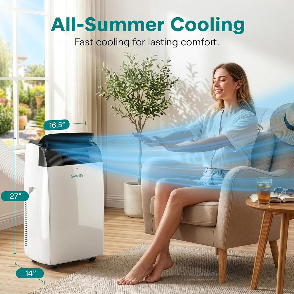 SereneLife Portable Air Conditioner With Heat & Built-in Dehumidifier 12,...