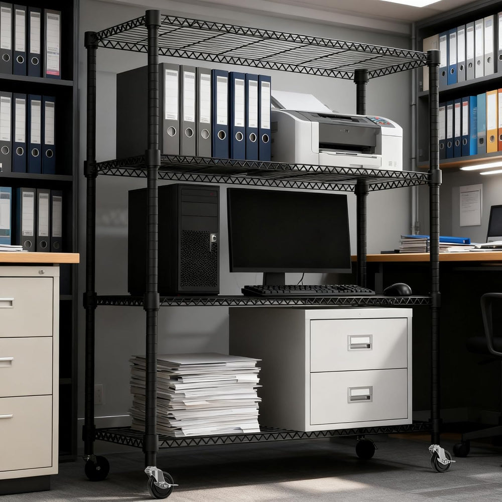 M MZG 1400LBS 47.2" W 4 Tiers Storage Shelves Metal Shelving Unit with W...