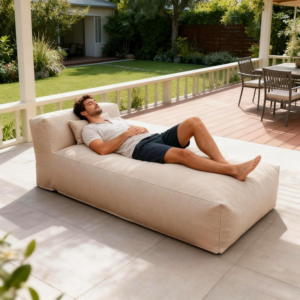 Outdoor Bean Bag Lounger, Waterproof Chaise Lounge Foam Filled Patio Daybed