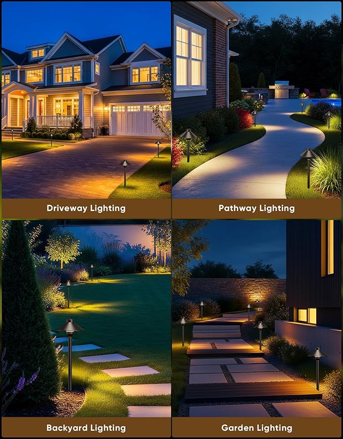 PARTPHONER Low Voltage Landscape Lighting 12-Pack, Aluminum 12V Pathway Light...