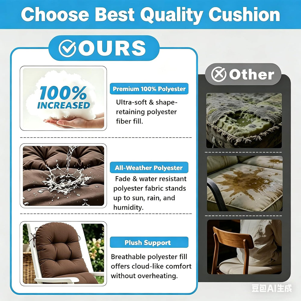 QILLOWAY Outdoor Chair Cushion for Patio Furniture, Waterproof Patio Cushions...