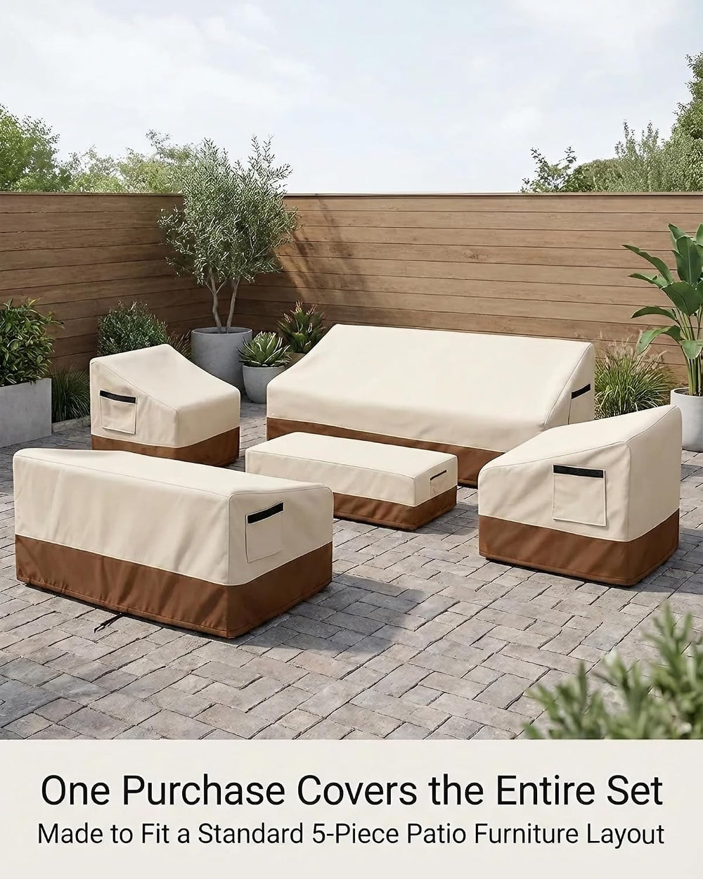 5 Piece Patio Furniture Cover Set, Waterproof Outdoor Furniture Covers for 3-...