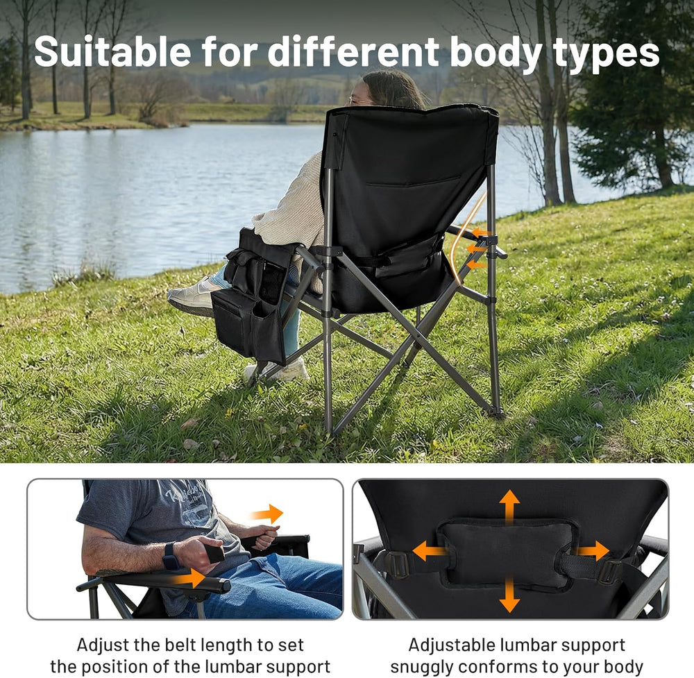 TIMBER RIDGE Aluminum Oversized Camping Chair 500lbs Lumbar Support